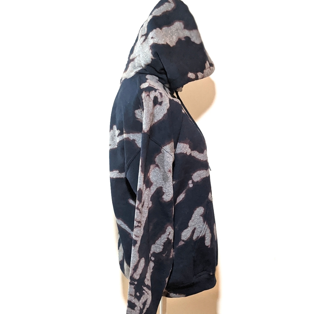 Navy Reverse Tie Dye Hooded Sweatshirt - Picture 3 of 5